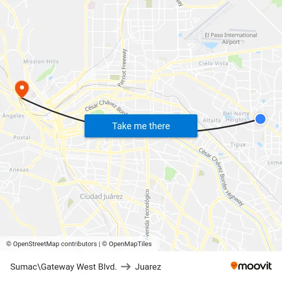 Sumac\Gateway West Blvd. to Juarez map