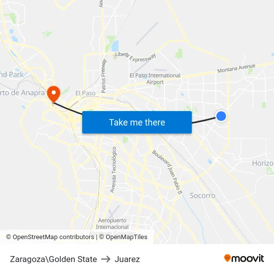 Zaragoza\Golden State to Juarez map