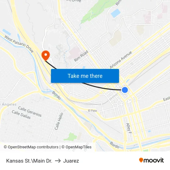 Kansas St.\Main Dr. to Juarez map