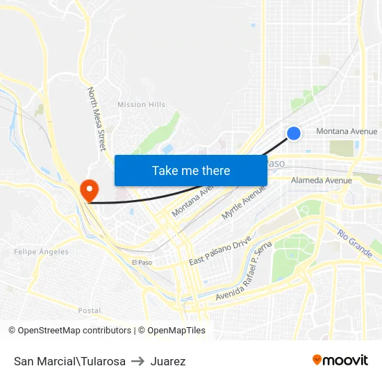 San Marcial\Tularosa to Juarez map