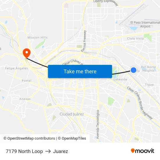 7179 North Loop to Juarez map
