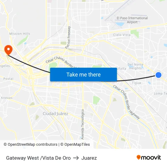 Gateway West /Vista De Oro to Juarez map