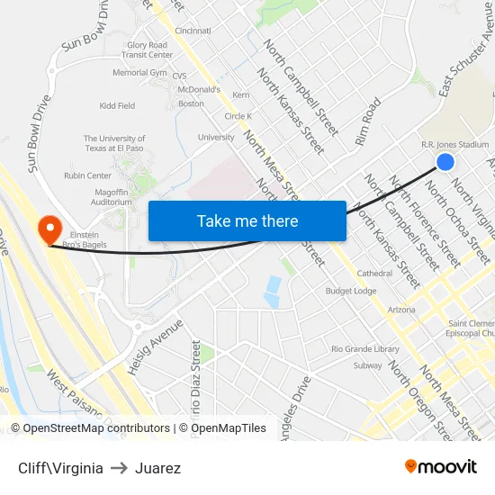 Cliff\Virginia to Juarez map