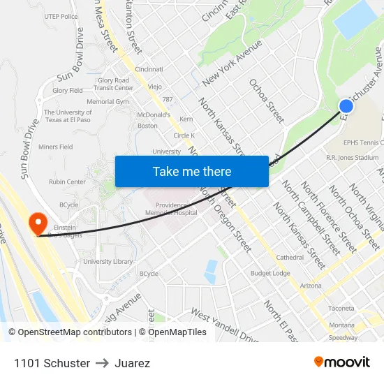 1101 Schuster to Juarez map