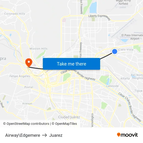 Airway\Edgemere to Juarez map
