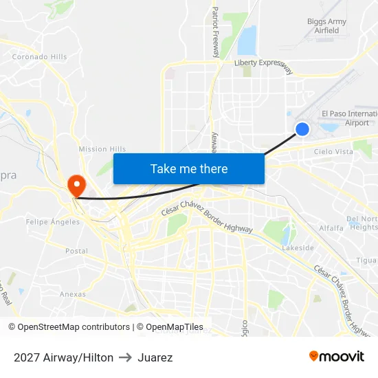 2027 Airway/Hilton to Juarez map