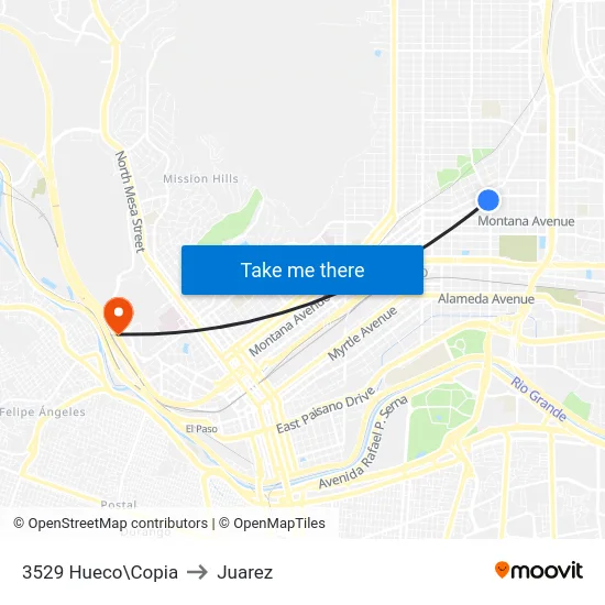 3529 Hueco\Copia to Juarez map