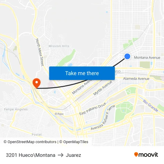 3201 Hueco\Montana to Juarez map