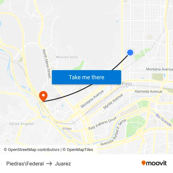 Piedras\Federal to Juarez map