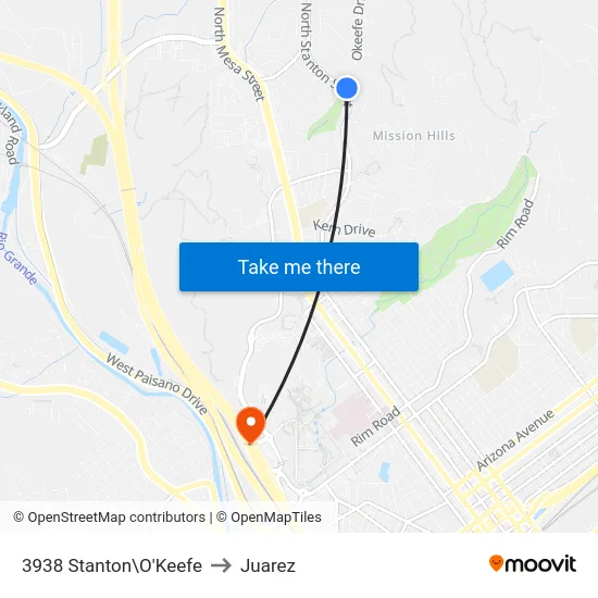 3938 Stanton\O'Keefe to Juarez map