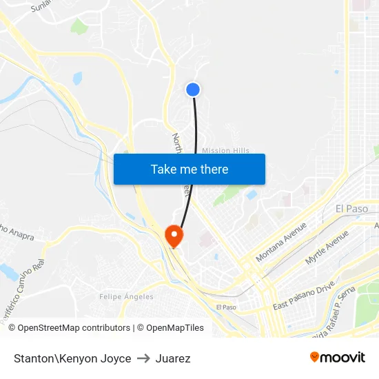 Stanton\Kenyon Joyce to Juarez map