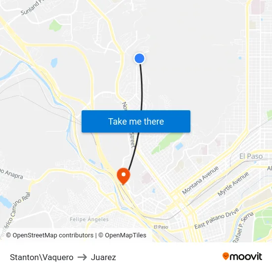 Stanton\Vaquero to Juarez map