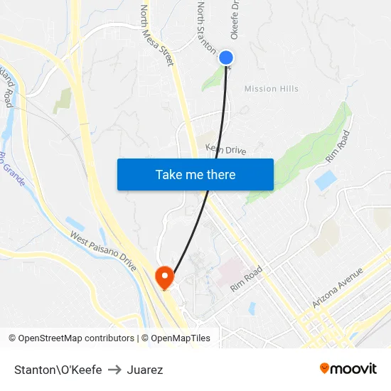 Stanton\O'Keefe to Juarez map