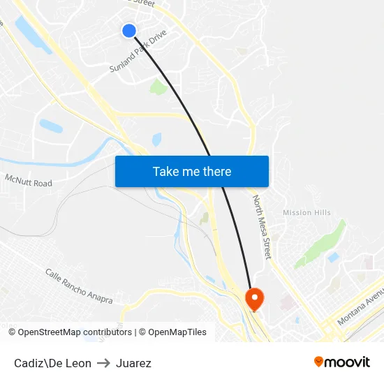 Cadiz\De Leon to Juarez map