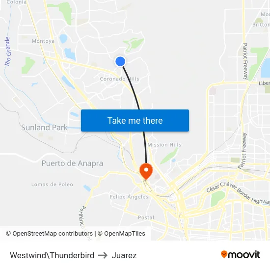 Westwind\Thunderbird to Juarez map