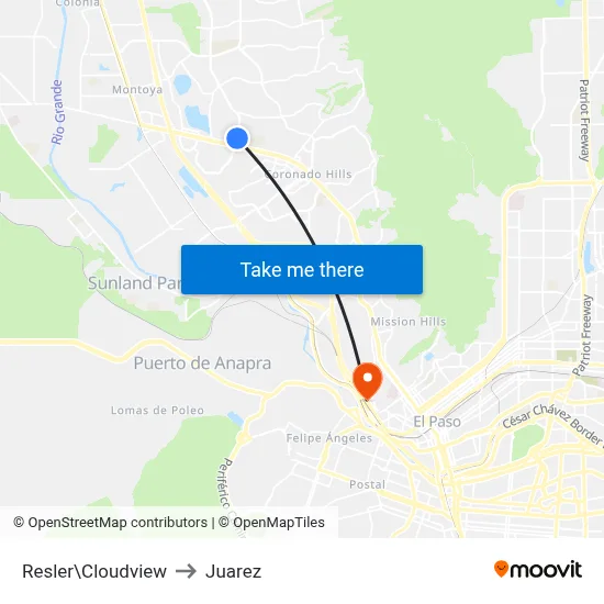 Resler\Cloudview to Juarez map