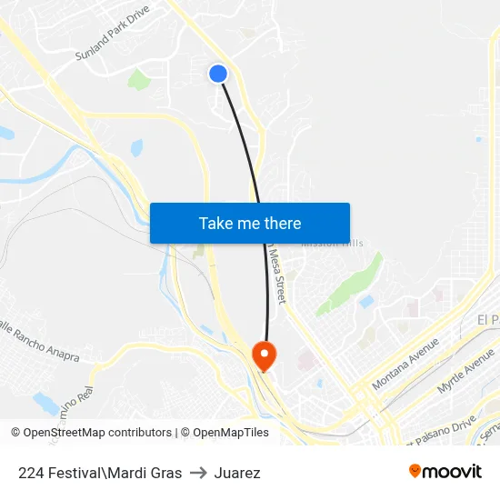 224 Festival\Mardi Gras to Juarez map