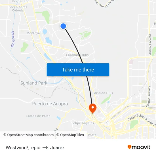 Westwind\Tepic to Juarez map