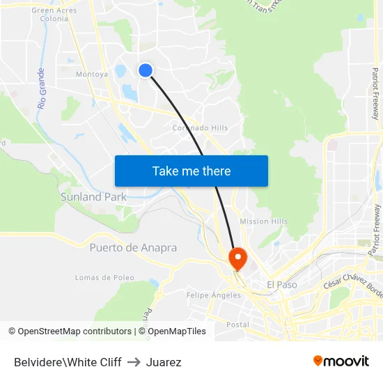 Belvidere\White Cliff to Juarez map