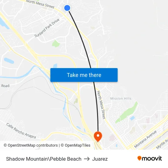 Shadow Mountain\Pebble Beach to Juarez map
