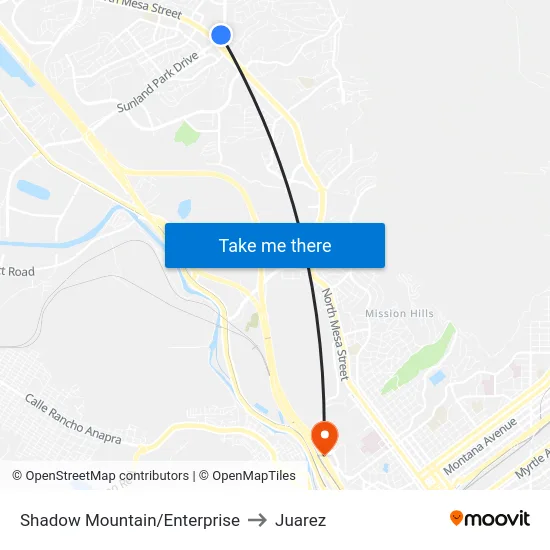Shadow Mountain/Enterprise to Juarez map