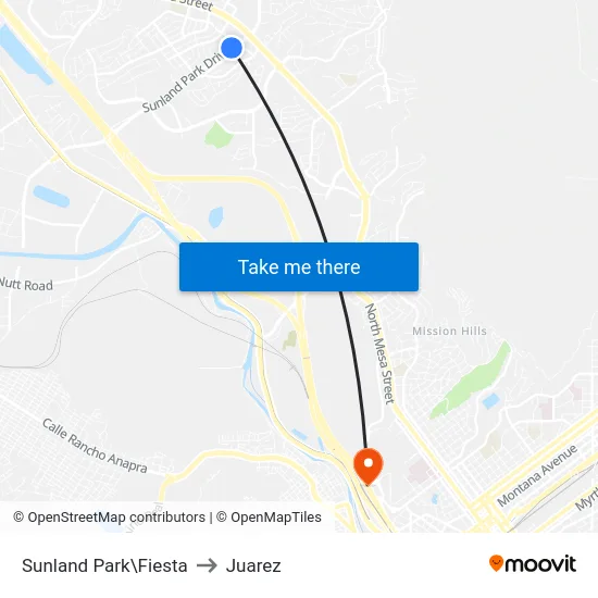 Sunland Park\Fiesta to Juarez map