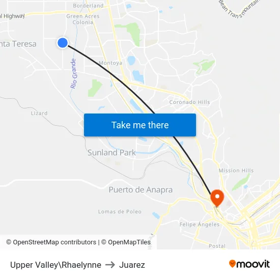 Upper Valley\Rhaelynne to Juarez map
