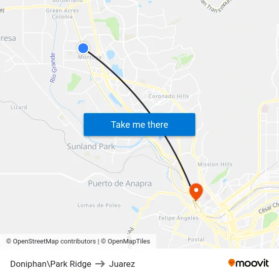 Doniphan\Park Ridge to Juarez map