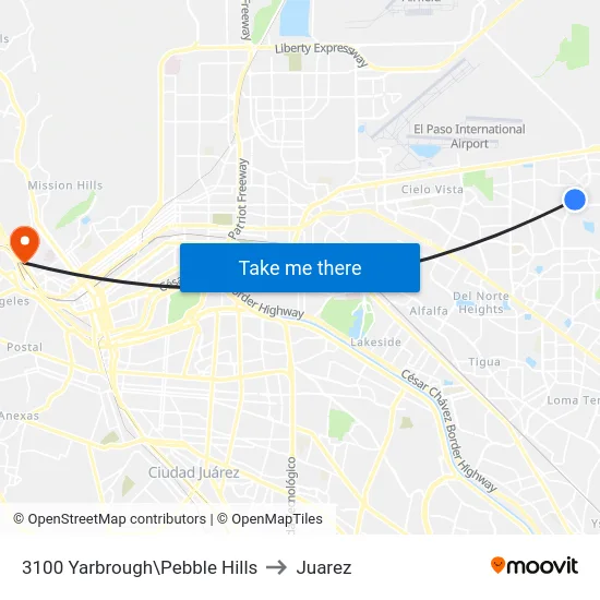 3100 Yarbrough\Pebble Hills to Juarez map