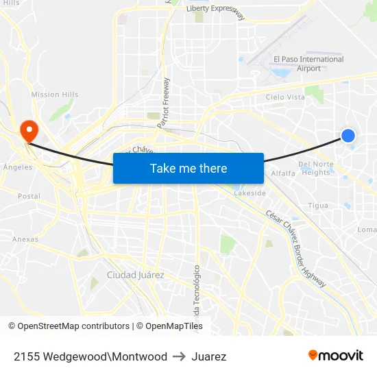 2155 Wedgewood\Montwood to Juarez map