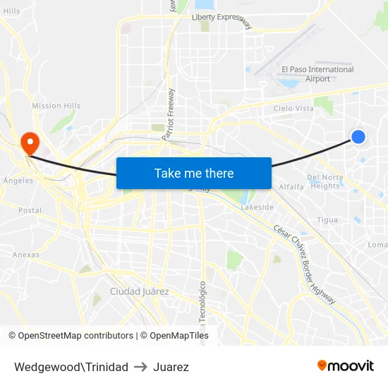 Wedgewood\Trinidad to Juarez map