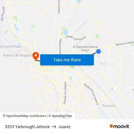 3333 Yarbrough\Jetrock to Juarez map