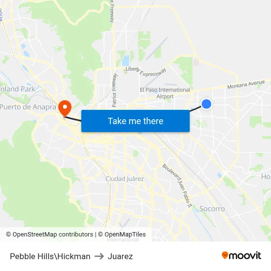 Pebble Hills\Hickman to Juarez map