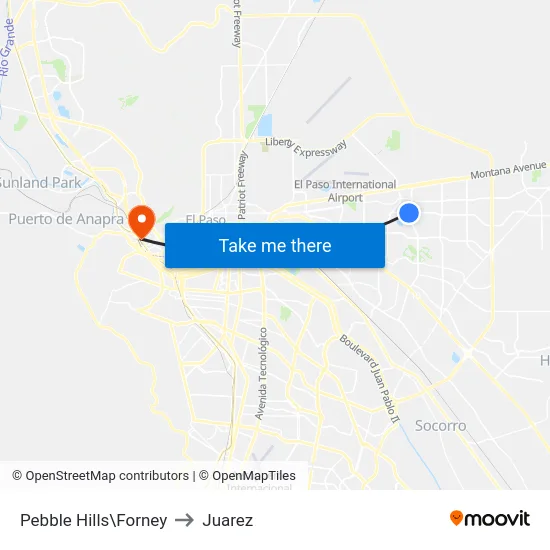 Pebble Hills\Forney to Juarez map