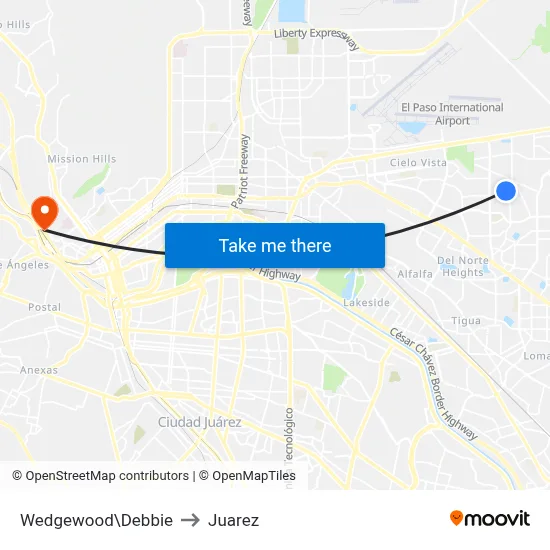 Wedgewood\Debbie to Juarez map