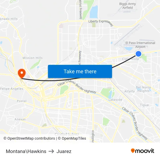 Montana\Hawkins to Juarez map