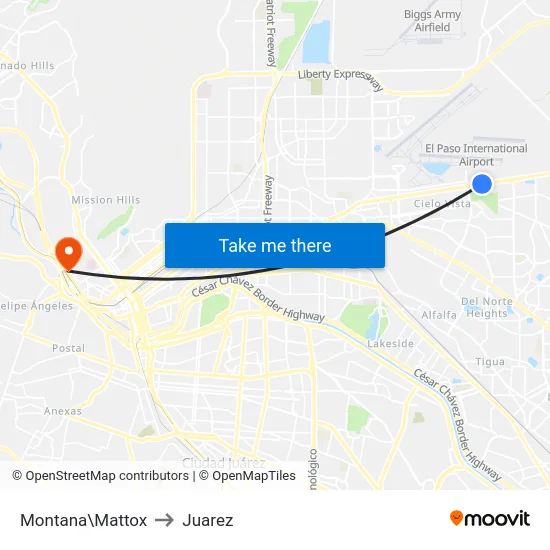 Montana\Mattox to Juarez map