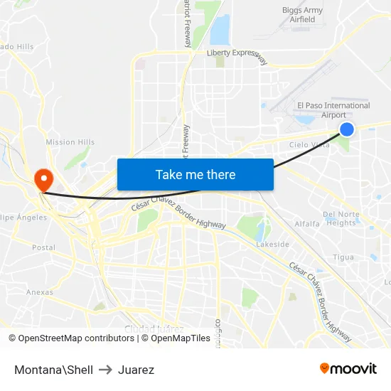 Montana\Shell to Juarez map