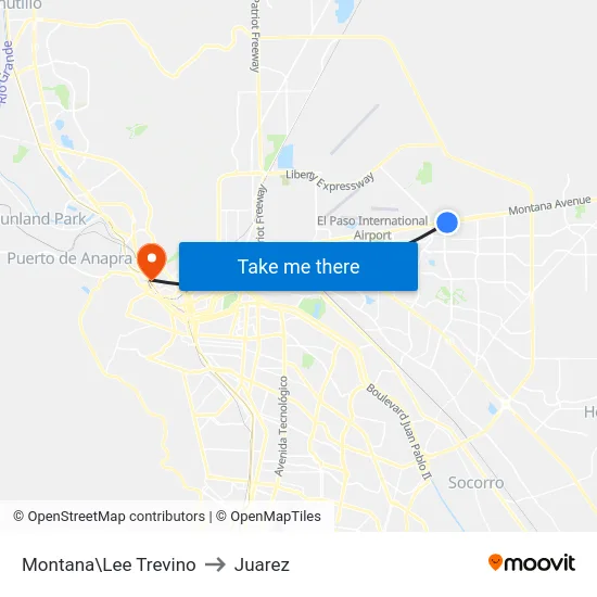 Montana\Lee Trevino to Juarez map