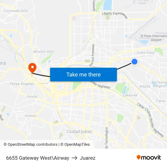 6655 Gateway West\Airway to Juarez map