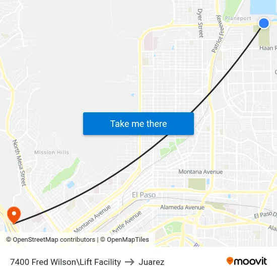 7400 Fred Wilson\Lift Facility to Juarez map