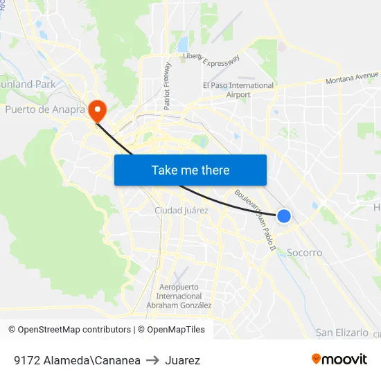 9172 Alameda\Cananea to Juarez map