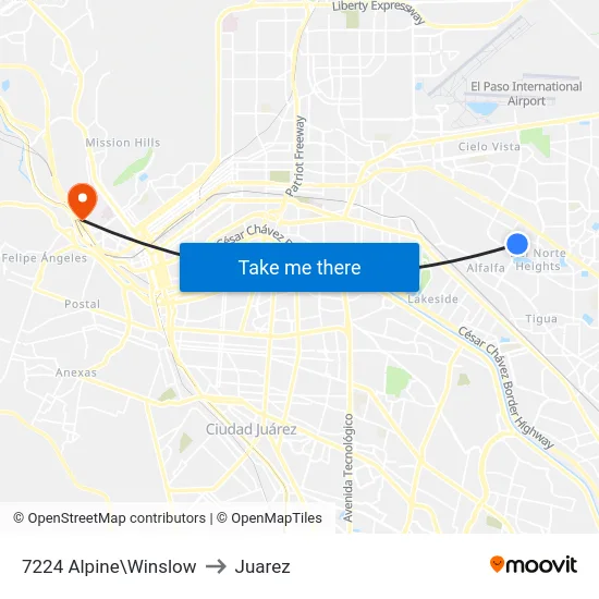 7224 Alpine\Winslow to Juarez map