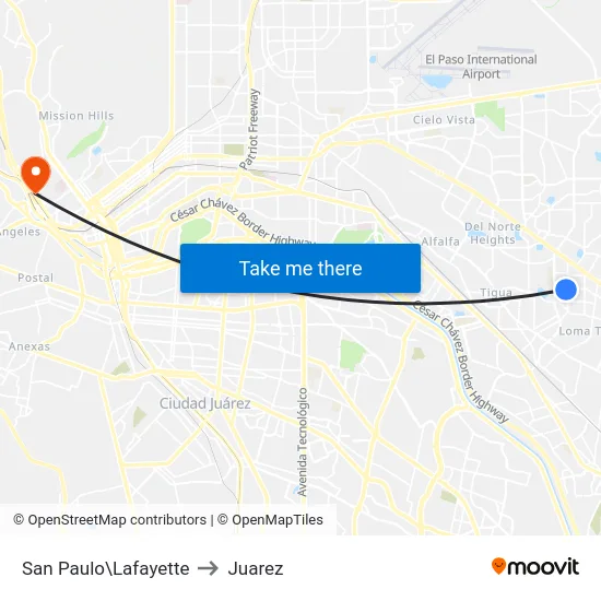San Paulo\Lafayette to Juarez map