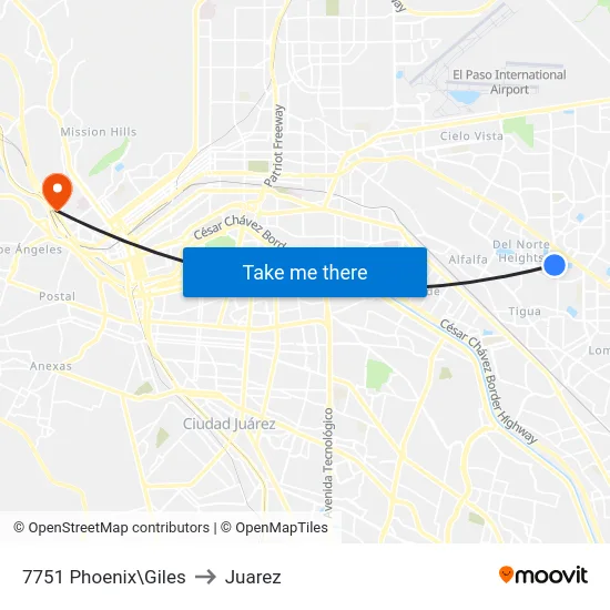7751 Phoenix\Giles to Juarez map