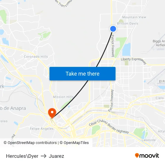 Hercules\Dyer to Juarez map