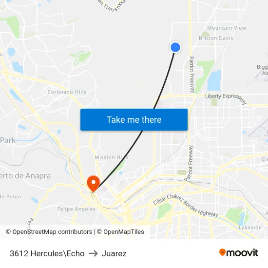 3612 Hercules\Echo to Juarez map