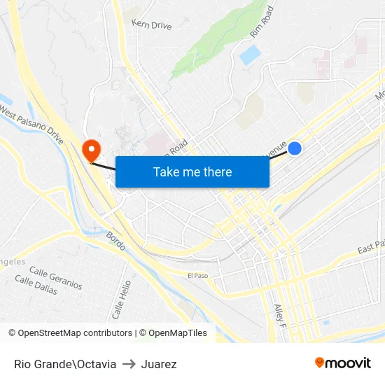 Rio Grande\Octavia to Juarez map
