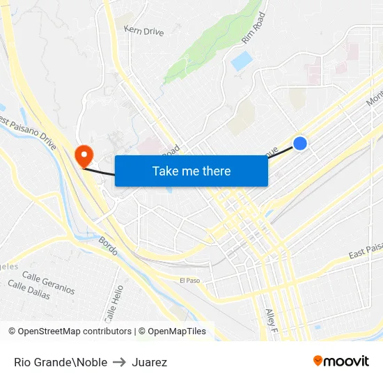 Rio Grande\Noble to Juarez map
