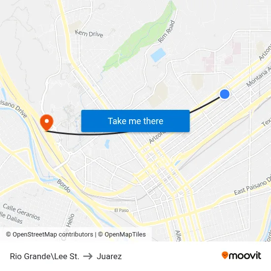 Rio Grande\Lee St. to Juarez map